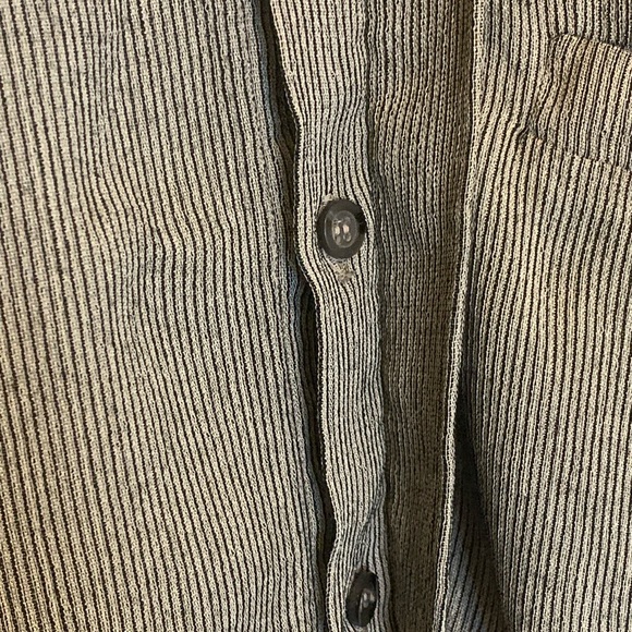 Zanella Men's L Shirt Long Sleeve Hidden Button Black/Gray Stripe Made In Italy - Picture 8 of 8